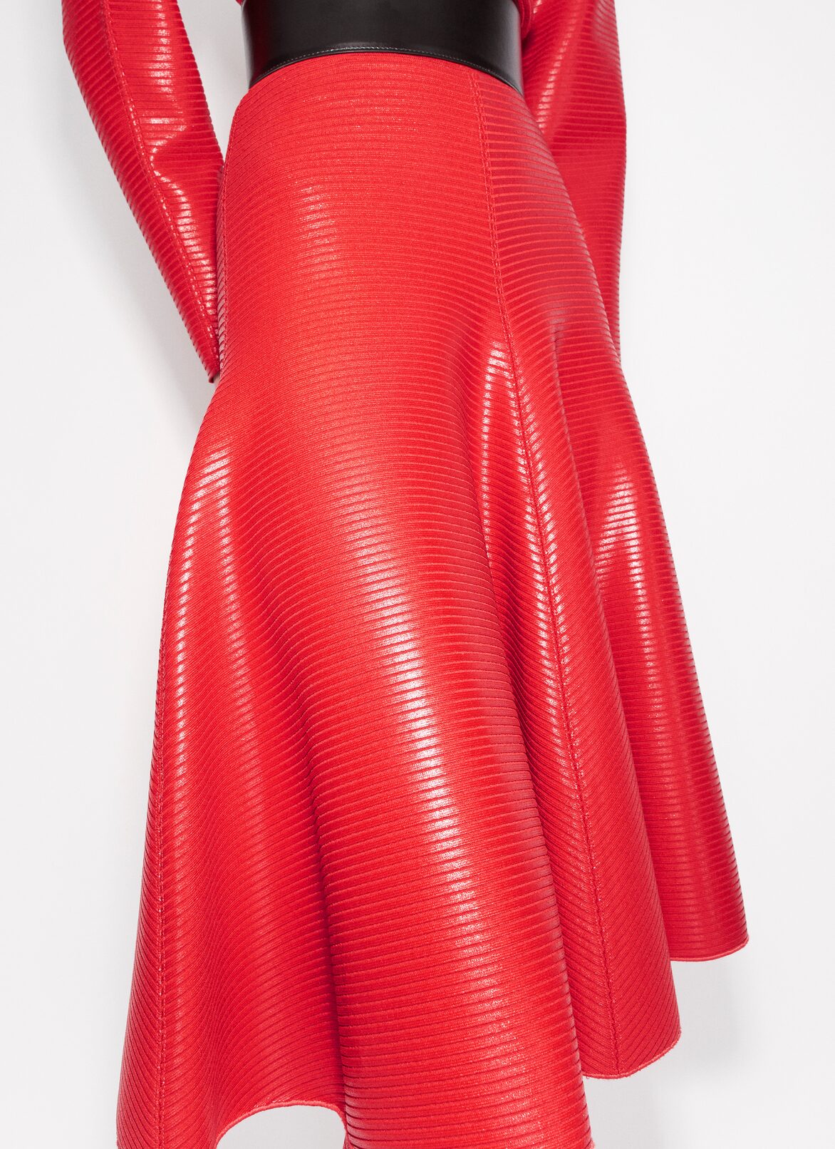 COATED FLARED SKIRT ALAÏA RED COATED FLARED SKIRT